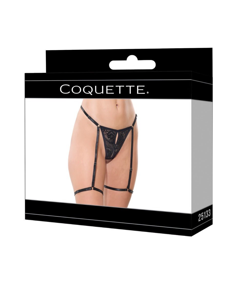 Lace Thong w/Garters and Bow Detail - Black MD | Shop Lowest Prices at fonlove.shop