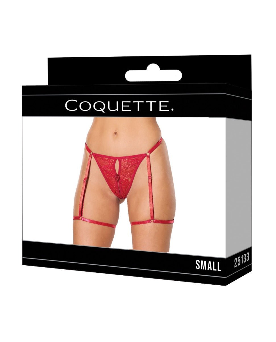 Lace Thong w/Garters and Bow Detail - Red SM | Shop Lowest Prices at fonlove.shop