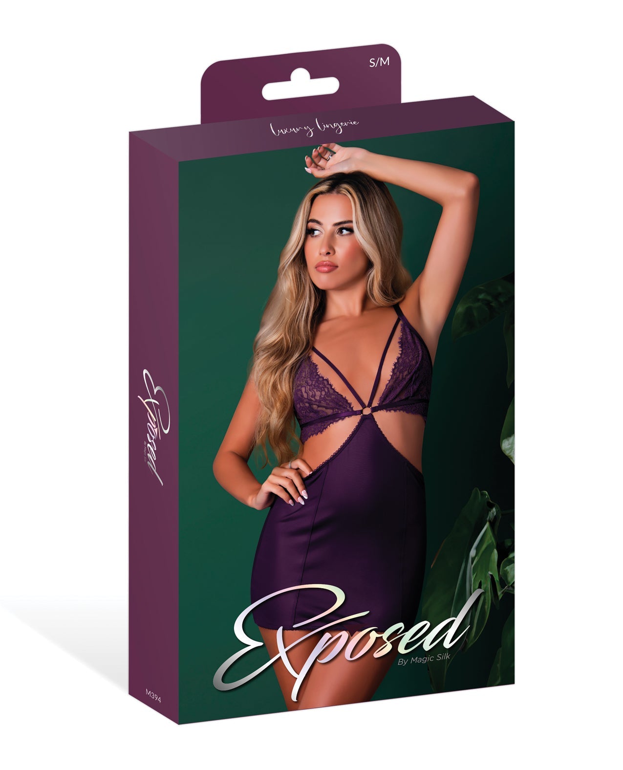 Leather & Lace Stretch Mesh and Lace Chemise w/Thong 2 pc Set - Plum | Shop Lowest Prices at fonlove.shop