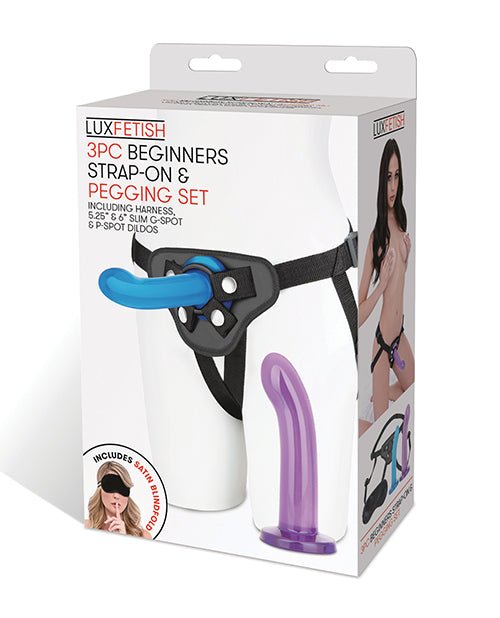 Lux Fetish 3 pc Beginners Strap On & Pegging Set - Multi Color | Shop Lowest Prices at fonlove.shop