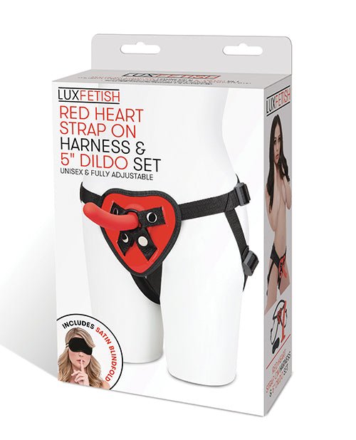 Lux Fetish 5" Dildo w/Red Heart Strap On Harness Set | Shop Lowest Prices at fonlove.shop