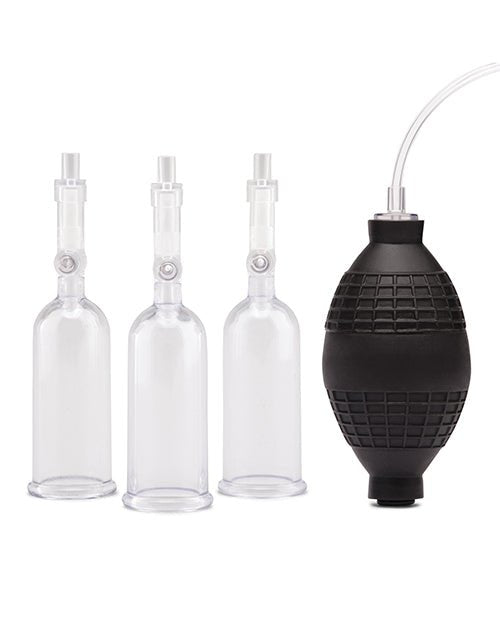 Lux Fetish Nipple Suckers w/Clitoral Pump - Clear/Black | Shop Lowest Prices at fonlove.shop