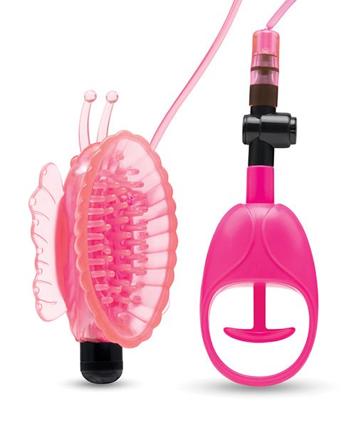 Lux Fetish Vibrating Butterfly Pussy Pump w/Quick Release - Pink | Shop Lowest Prices at fonlove.shop