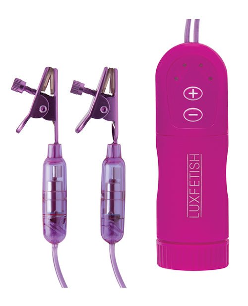 Lux Fetish Vibrating Nipple Clamps w/Wired Remote Control - Pink/Purple | Shop Lowest Prices at fonlove.shop