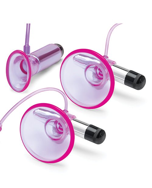 Lux Fetish Vibrating Nipple Suckers w/Clitoral Pump & Quick Release - Pink/Purple | Shop Lowest Prices at fonlove.shop