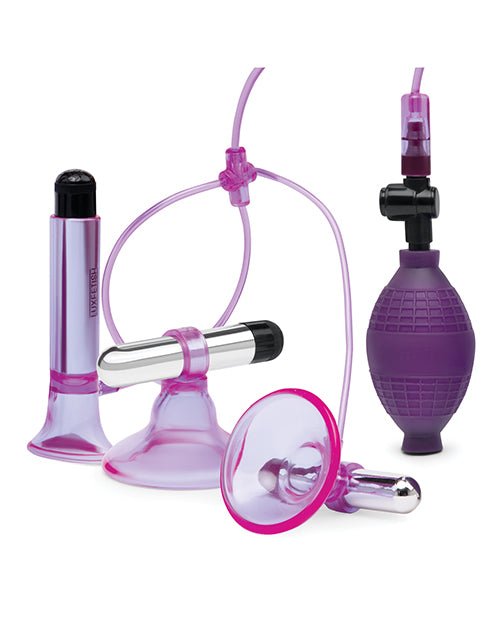Lux Fetish Vibrating Nipple Suckers w/Clitoral Pump & Quick Release - Pink/Purple | Shop Lowest Prices at fonlove.shop