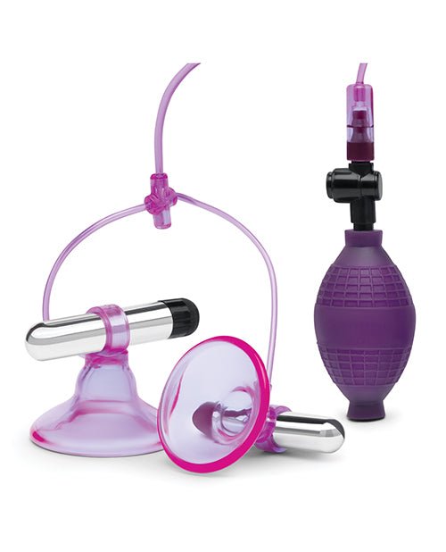 Lux Fetish Vibrating Nipple Suckers w/Quick Release - Pink/Purple | Shop Lowest Prices at fonlove.shop