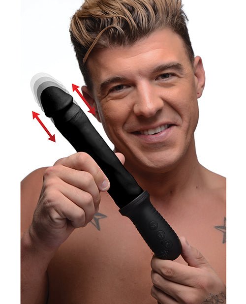 Master Series 8X Auto Pounder Vibrating & Thrusting Dildo w/Handle - Black | Shop Lowest Prices at fonlove.shop