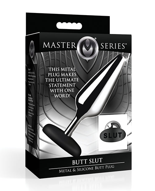 Master Series Butt Slut Metal & Silicone Butt Plug - Metal/Black | Shop Lowest Prices at fonlove.shop