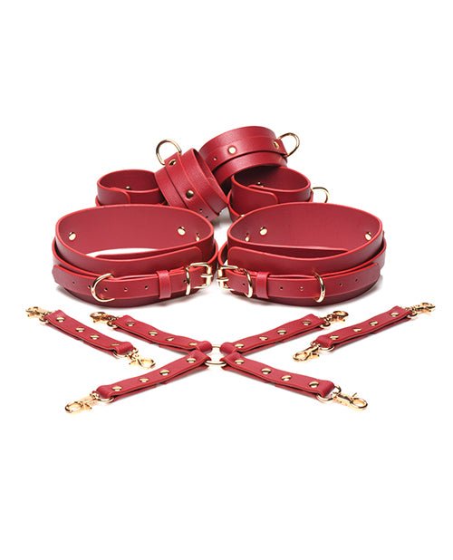 Master Series Crimson Captive Thigh, Wrist, Ankle Hog Tie Restraints - Red | Shop Lowest Prices at fonlove.shop