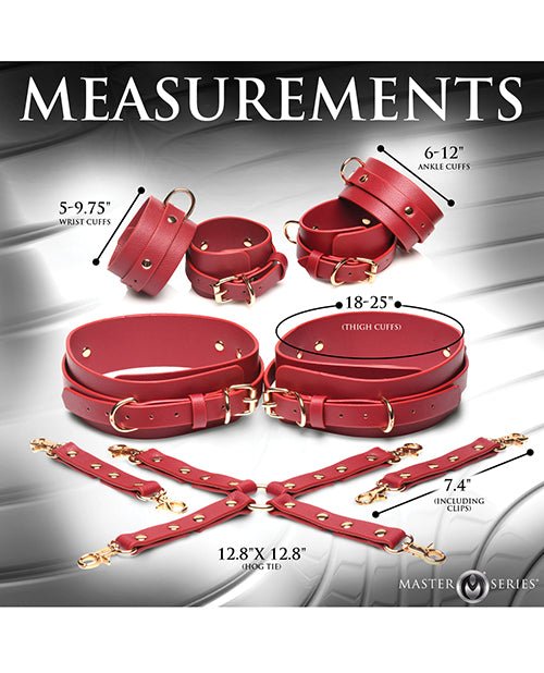 Master Series Crimson Captive Thigh, Wrist, Ankle Hog Tie Restraints - Red | Shop Lowest Prices at fonlove.shop