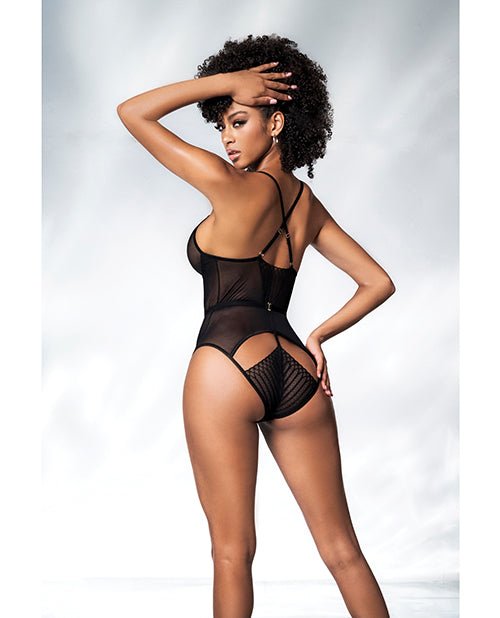Mesh Cut Out Strappy Bodysuit Black | Shop Lowest Prices at fonlove.shop