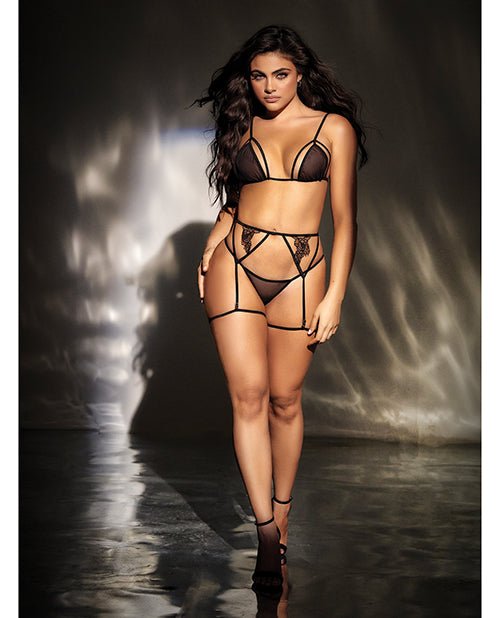 Mesh Top W/adjustable Coverage, Garter Belt & Thong Black | Shop Lowest Prices at fonlove.shop
