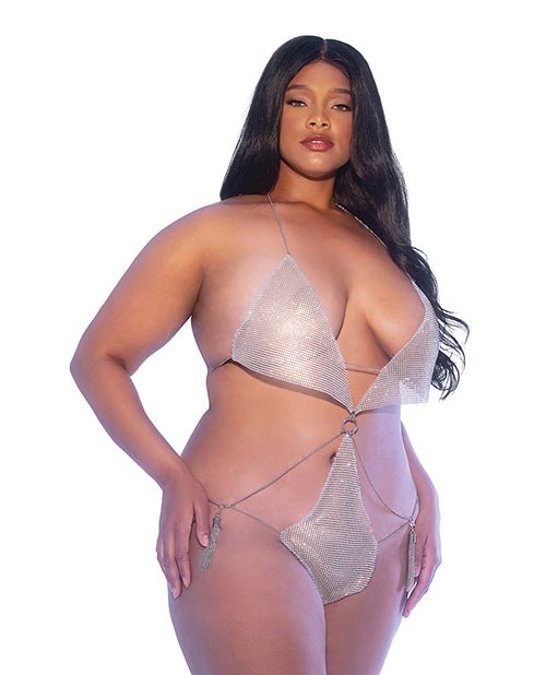Miami Crystal Mirrored Teddy W/chain Tassel Detail Silver | Shop Lowest Prices at fonlove.shop