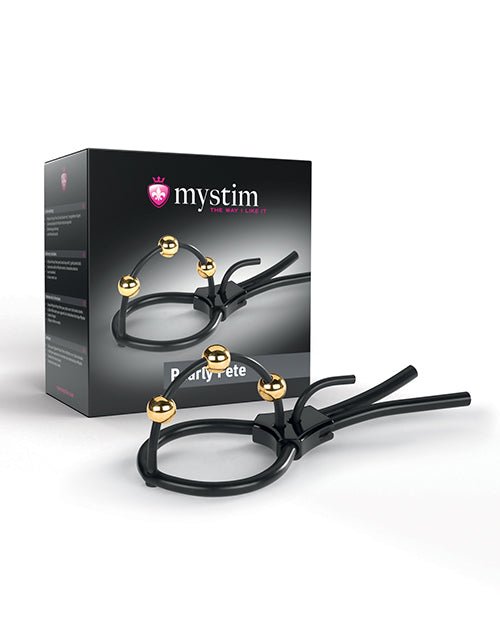 Mystim Pearly Pete Corona Strap w/Gold Balls - Black | Shop Lowest Prices at fonlove.shop