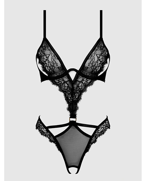Nadia Lace & Mesh Cutout Teddy - Black 1X/2X | Shop Lowest Prices at fonlove.shop