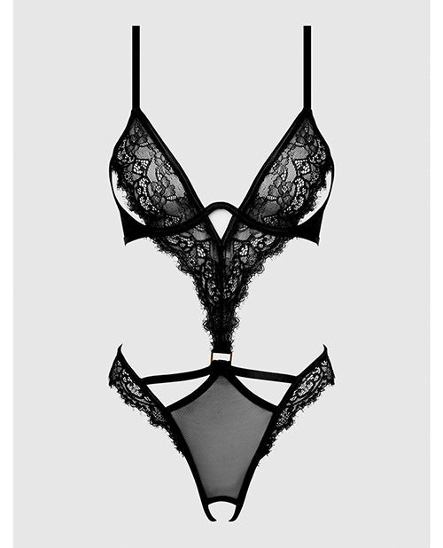Nadia Lace & Mesh Cutout Teddy - Black SM | Shop Lowest Prices at fonlove.shop