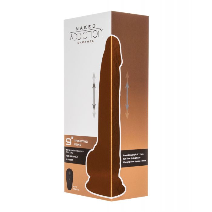 Naked Addiction 9" Thrusting Dong w/Remote - Caramel | Shop Lowest Prices at fonlove.shop