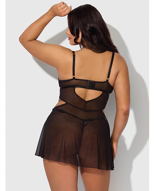 Nova Lace & Mesh Babydoll w/G - String 2 pc Set - Black 3X/4X | Shop Lowest Prices at fonlove.shop