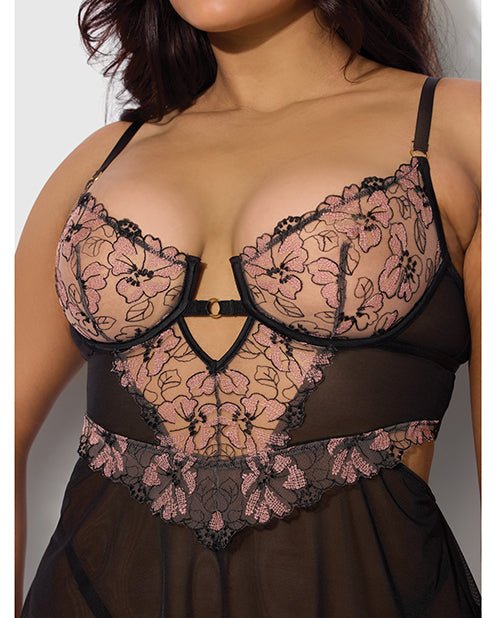 Nova Lace & Mesh Babydoll w/G - String 2 pc Set - Black 3X/4X | Shop Lowest Prices at fonlove.shop