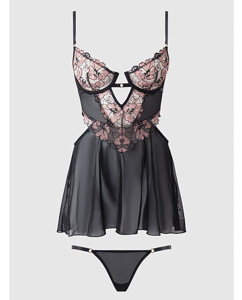 Nova Lace & Mesh Babydoll w/G - String 2 pc Set - Black SM | Shop Lowest Prices at fonlove.shop