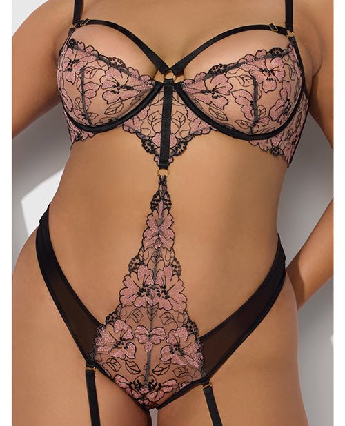 Nova Lace Teddy w/Garters - Black 1X/2X | Shop Lowest Prices at fonlove.shop