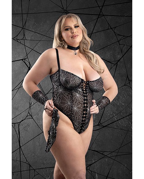 Play Into My Web Lace - up Teddy 4 pc Set - Black 3X/4X | Shop Lowest Prices at fonlove.shop