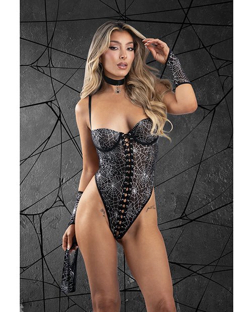 Play Into My Web Lace - up Teddy 4 pc Set - Black L/XL | Shop Lowest Prices at fonlove.shop