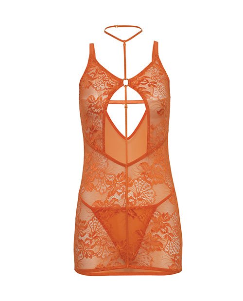 Presley Lace Babydoll w/G - String 2 pc Set - Dragon Fire Orange S/M | Shop Lowest Prices at fonlove.shop