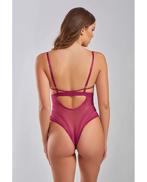 Quinn Cross Dyed Galloon Lace & Mesh Teddy Wine XL | Shop Lowest Prices at fonlove.shop
