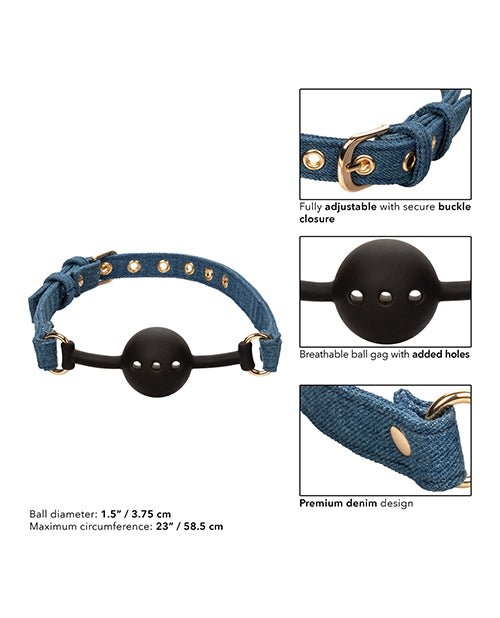 Ride 'Em Premium Denim Collection Ball Gag | Shop Lowest Prices at fonlove.shop