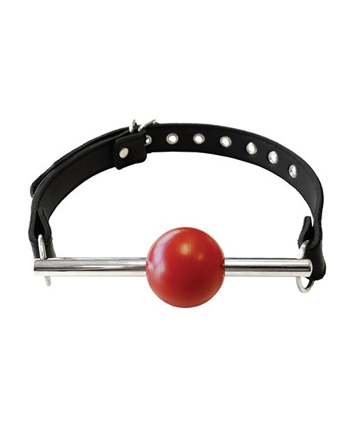 Rouge Leather Ball Gag with Stainless Steel Rod and Removable Ball - Black with Red | Shop Lowest Prices at fonlove.shop