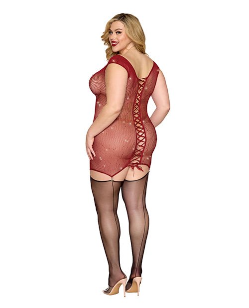 Seamless Chemise w/Rhinestone Accents & Mini Suspender Clips - Ox Blood QN | Shop Lowest Prices at fonlove.shop