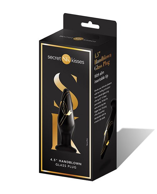 Secret Kisses 4.5" Handblown Glass Plug - Black/Gold | Shop Lowest Prices at fonlove.shop