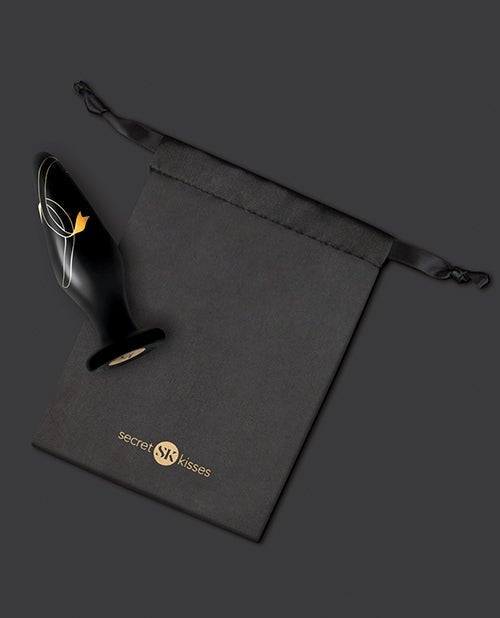 Secret Kisses 4.5" Handblown Glass Plug - Black/Gold | Shop Lowest Prices at fonlove.shop