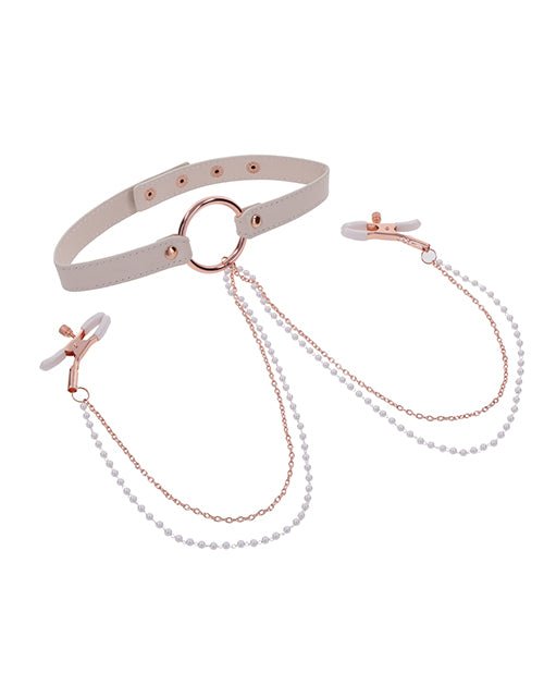 Sex & Mischief Peaches 'n CreaMe Collar with Nipple Clamps | Shop Lowest Prices at fonlove.shop