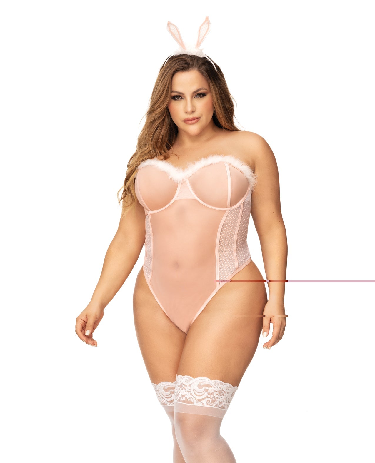 Sexy Bunny Underwire Bodysuit W/lace Up Back & Head Piece Pink | Shop Lowest Prices at fonlove.shop