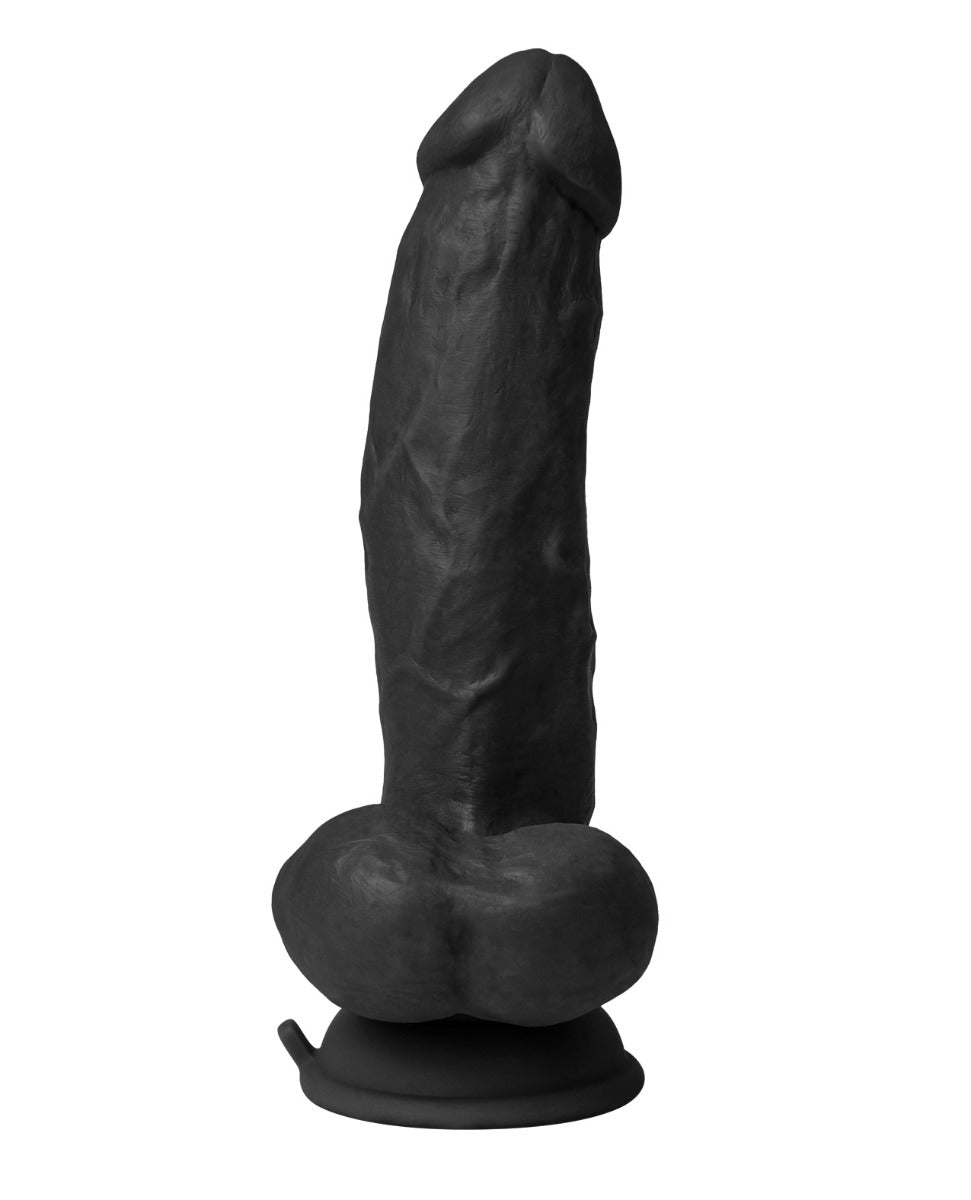 Shaft Flexskin Liquid Silicone 8.5" Vibrating Side Curve Dong w/Balls - Black | Shop Lowest Prices at fonlove.shop