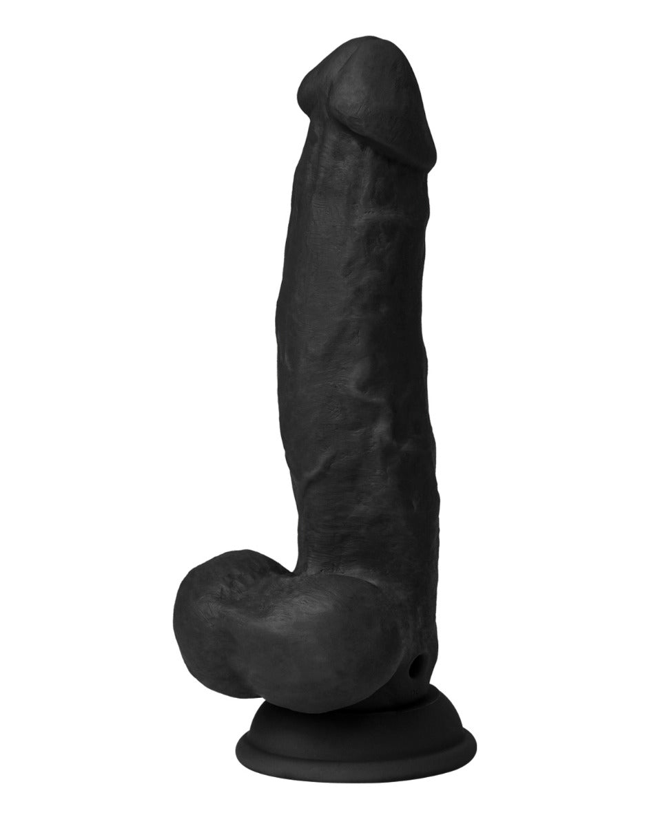 Shaft Flexskin Liquid Silicone 8.5" Vibrating Side Curve Dong w/Balls - Black | Shop Lowest Prices at fonlove.shop