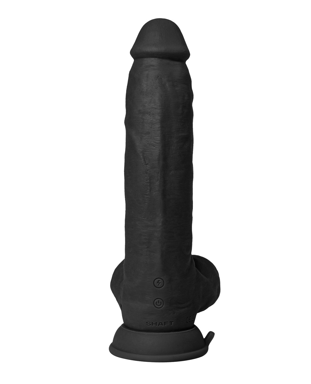 Shaft Flexskin Liquid Silicone 9.5" Vibrating Curved Dong w/Balls - Black | Shop Lowest Prices at fonlove.shop
