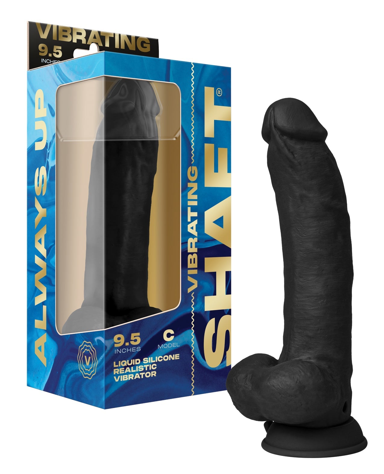 Shaft Flexskin Liquid Silicone 9.5" Vibrating Curved Dong w/Balls - Black | Shop Lowest Prices at fonlove.shop