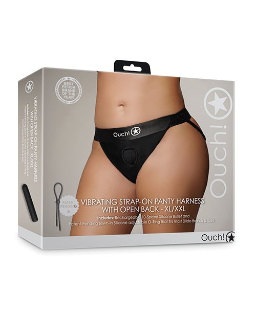 Shots Ouch Vibrating Strap On Panty Harness w/Open Back - Black XL/XXL | Shop Lowest Prices at fonlove.shop
