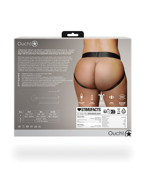 Shots Ouch Vibrating Strap On Panty Harness w/Open Back - Black XL/XXL | Shop Lowest Prices at fonlove.shop