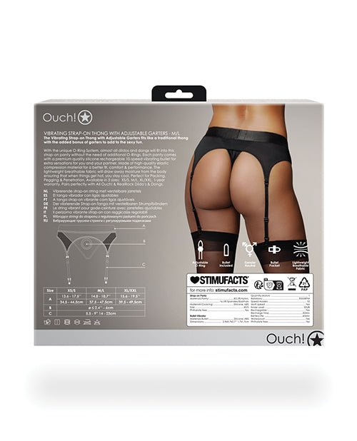 Shots Ouch Vibrating Strap On Thong w/Adjustable Garters - Black M/L | Shop Lowest Prices at fonlove.shop