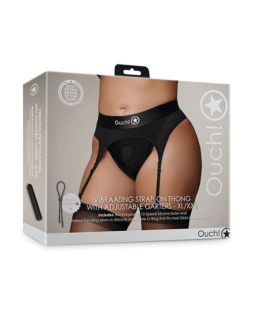 Shots Ouch Vibrating Strap On Thong w/Adjustable Garters - Black XL/XXL | Shop Lowest Prices at fonlove.shop