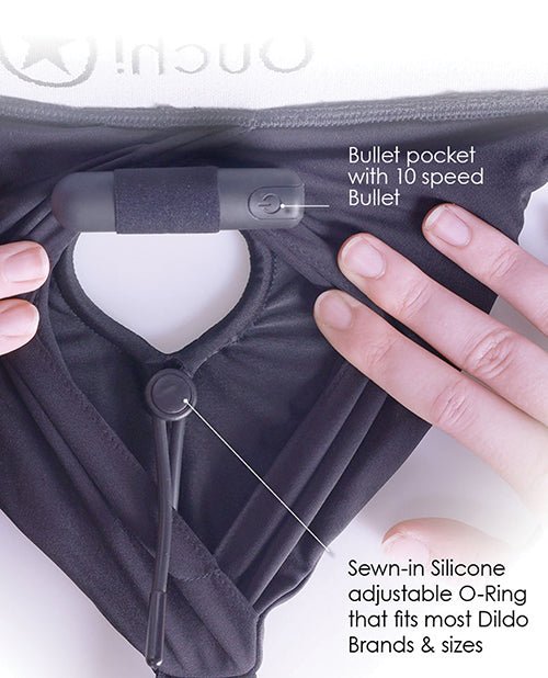 Shots Ouch Vibrating Strap On Thong w/Removable Rear Straps - Black XS/S | Shop Lowest Prices at fonlove.shop
