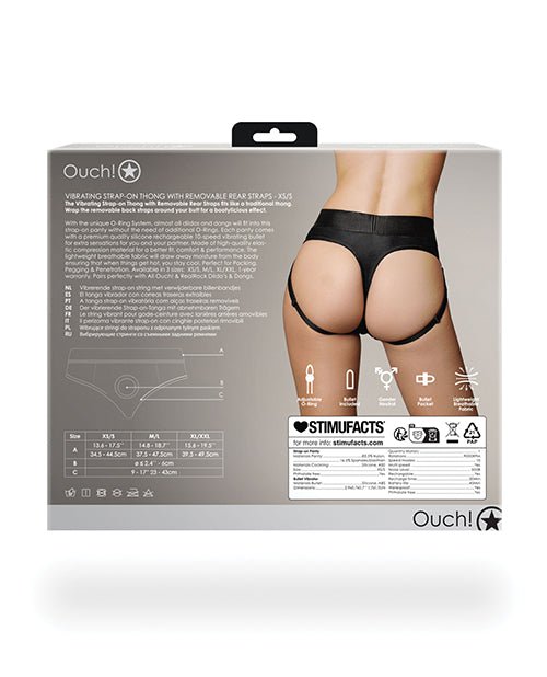 Shots Ouch Vibrating Strap On Thong w/Removable Rear Straps - Black XS/S | Shop Lowest Prices at fonlove.shop