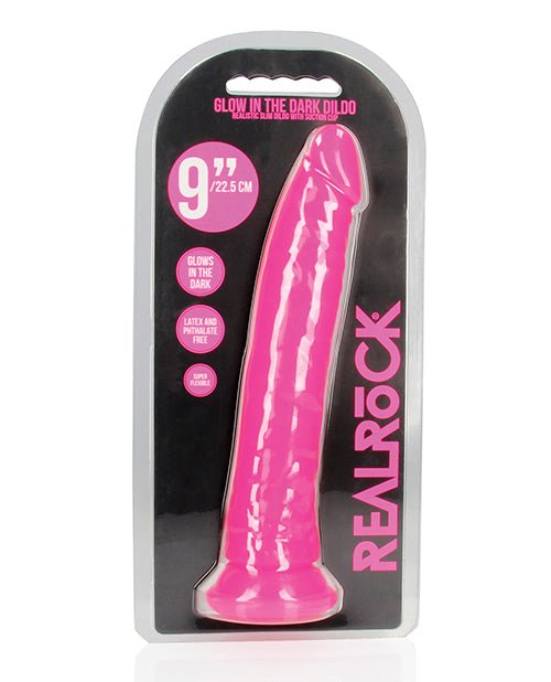 Shots RealRock 9" Slim Dildo Glow in the Dark - Neon Pink | Shop Lowest Prices at fonlove.shop