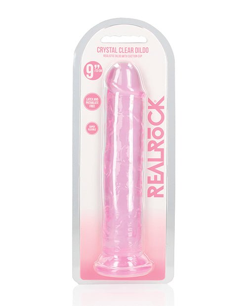 Shots RealRock Crystal Clear 9" Straight Dildo w/Suction Cup - Pink | Shop Lowest Prices at fonlove.shop