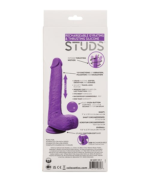 Silicone Studs Rechargeable Gyrating & Thrusting Vibrator - Purple | Shop Lowest Prices at fonlove.shop